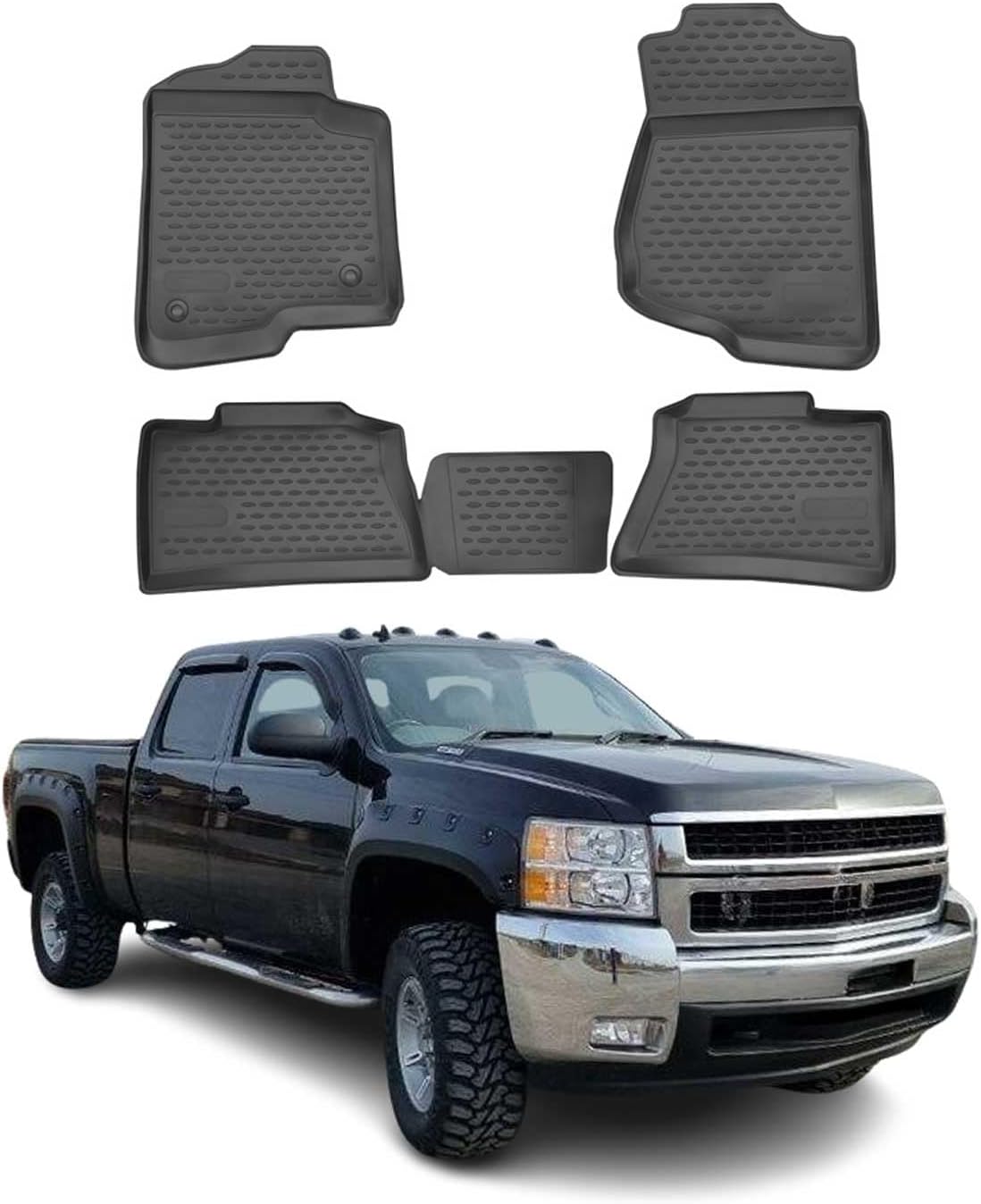 OMAC Floor Mats Liner for Chevrolet Silverado Crew Cab 1500/2500/3500 2014-2019