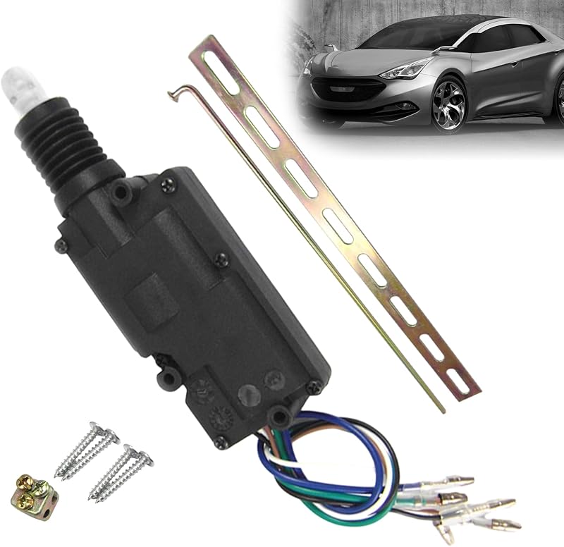 Riloer Actuador universal de cerradura de puerta eléctrica de alta resistencia, 5 cables, actuador de cerradura de puerta de automóvil, actuador de cerradura de puerta de motor para la mayoría de vehículos de 12 V, actuador de cerradura de puerta universal de alta potencia para motor de automóvil