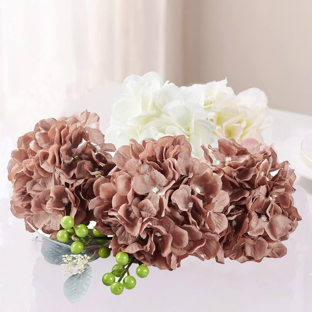 Aviviho Hydrangea Silk Flowers Green Heads Pack of 10 Full Hydrangea Flowers Artificial with Stems for Wedding Home Party Shop Baby Shower Decoration : Home & Kitchen