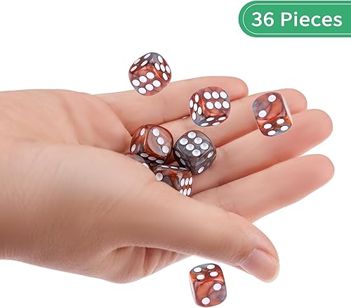 Miniatura 189 de Juego de 36 dados mini de 0.472 in, 6 caras, juego de dados con patrón de perlas, 6 dados estándar para Yahtzee, Bunco o enseñanza de matemáticas