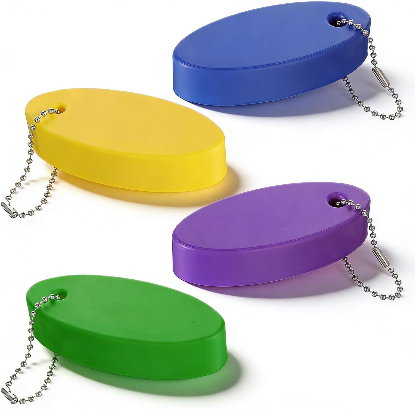 4 Pcs Floating Keychain for Boat Keys, EVA Floating Keychains Bright Color Oval Float Key Rings, Oval Shaped Foam Float Key Ring for Fishing Surfing Sailing Kayak