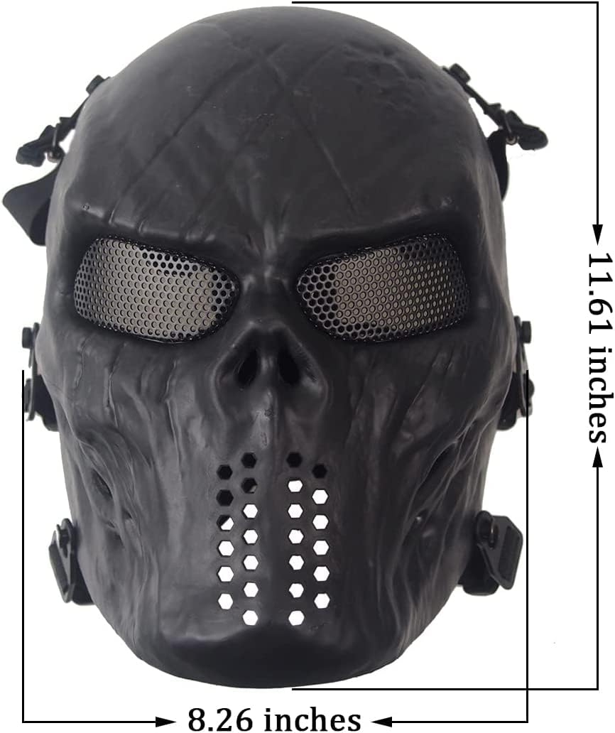 Maska na Halloween, maska z trupią czaszką dla dorosłych, taktyczna maska z duchami z metalową siatką, ochrona oczu, straszny kask 3D, wykonany z naturalnego lateksu, na imprezę Cosplay, Halloween, imprezę, nakrycie głowy