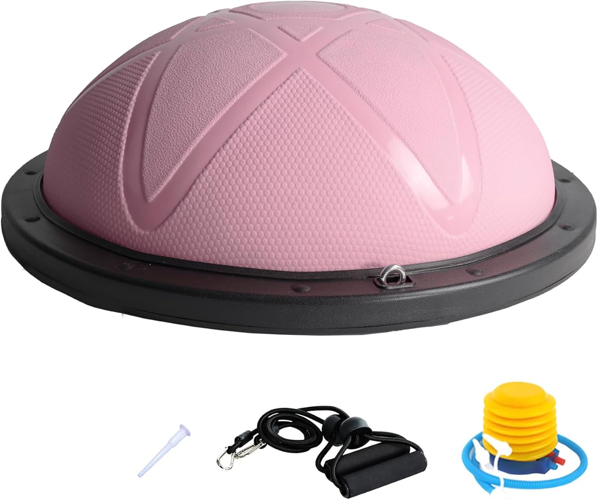 DH FitLife Balance Ball, Yoga Balance Trainer Φ60×22cm, Maximum Load 200 kg, Half Exercise Ball for Core, Balance & Strength Training, Balance Board with Pump and 2 Fitness Bands