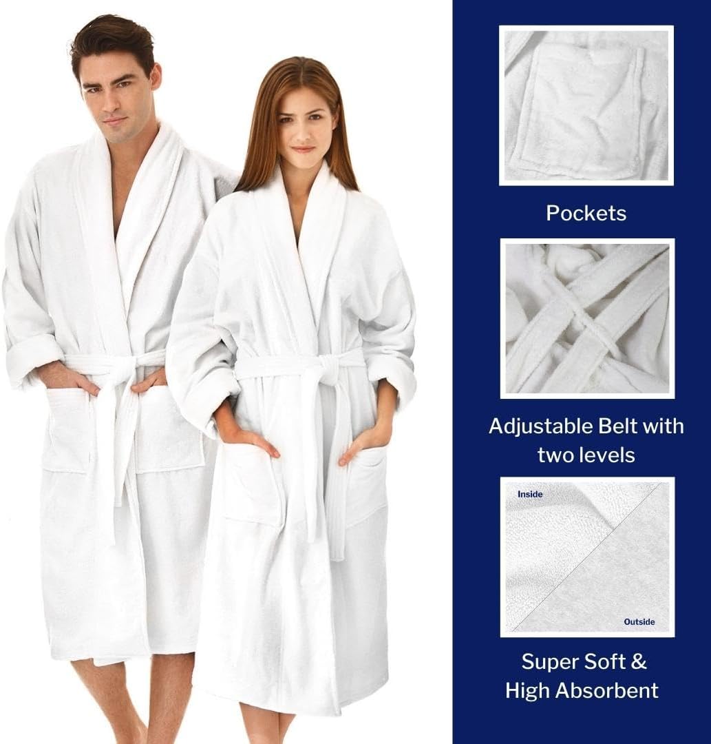 BEN KAUFMAN SALES CO Custom 4pc 100% Cotton Velour Personalized His and Hers Robes For Couples With Matching Towels 30" x 58"