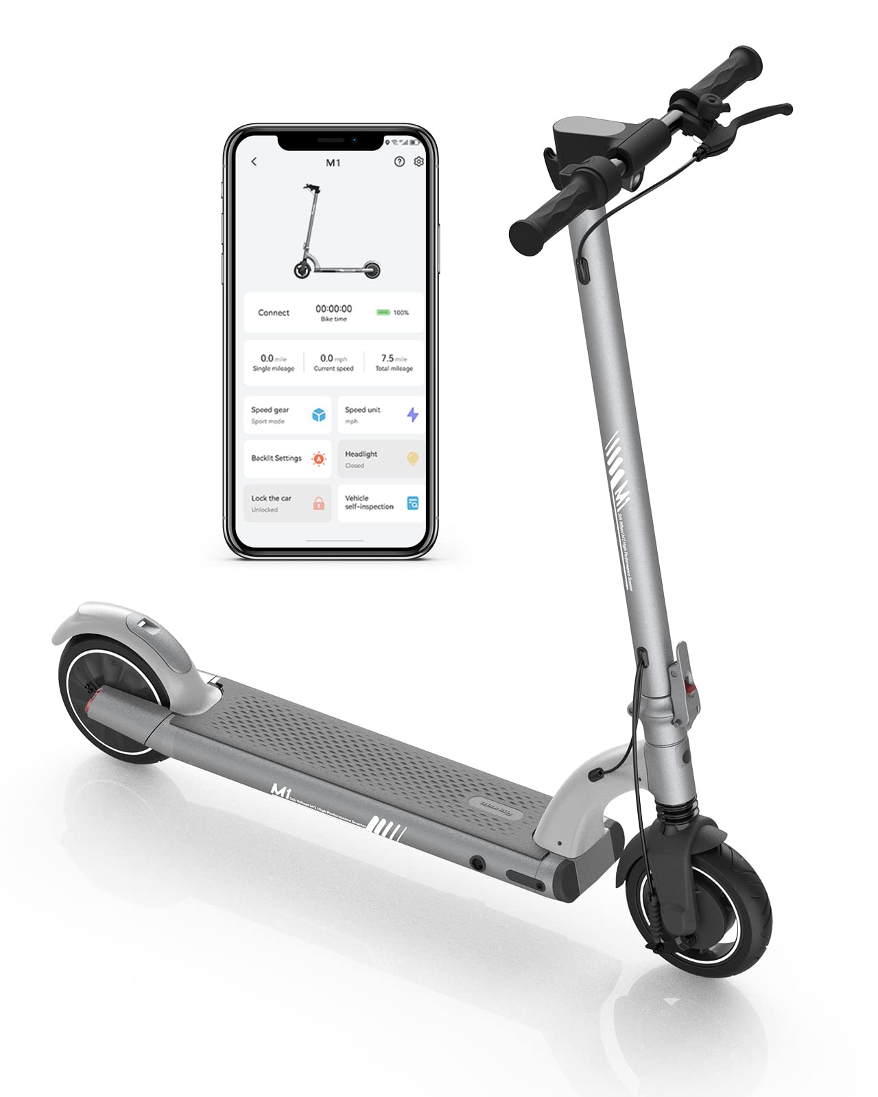 5TH WHEEL M1 Electric Scooter - 13.7 Miles Range & 15.5 MPH, 500W Peak Motor, 8" Inner-Support Tires, Triple Braking System, Foldable Electric Scooter for Adults and Teens, iF Design Award Winner