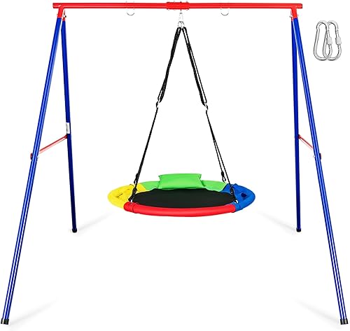 INFANS Juego de soporte de columpio de 1 asiento, marco de columpio de metal resistente de 550 libras, soporte de columpio extra grande con marco en