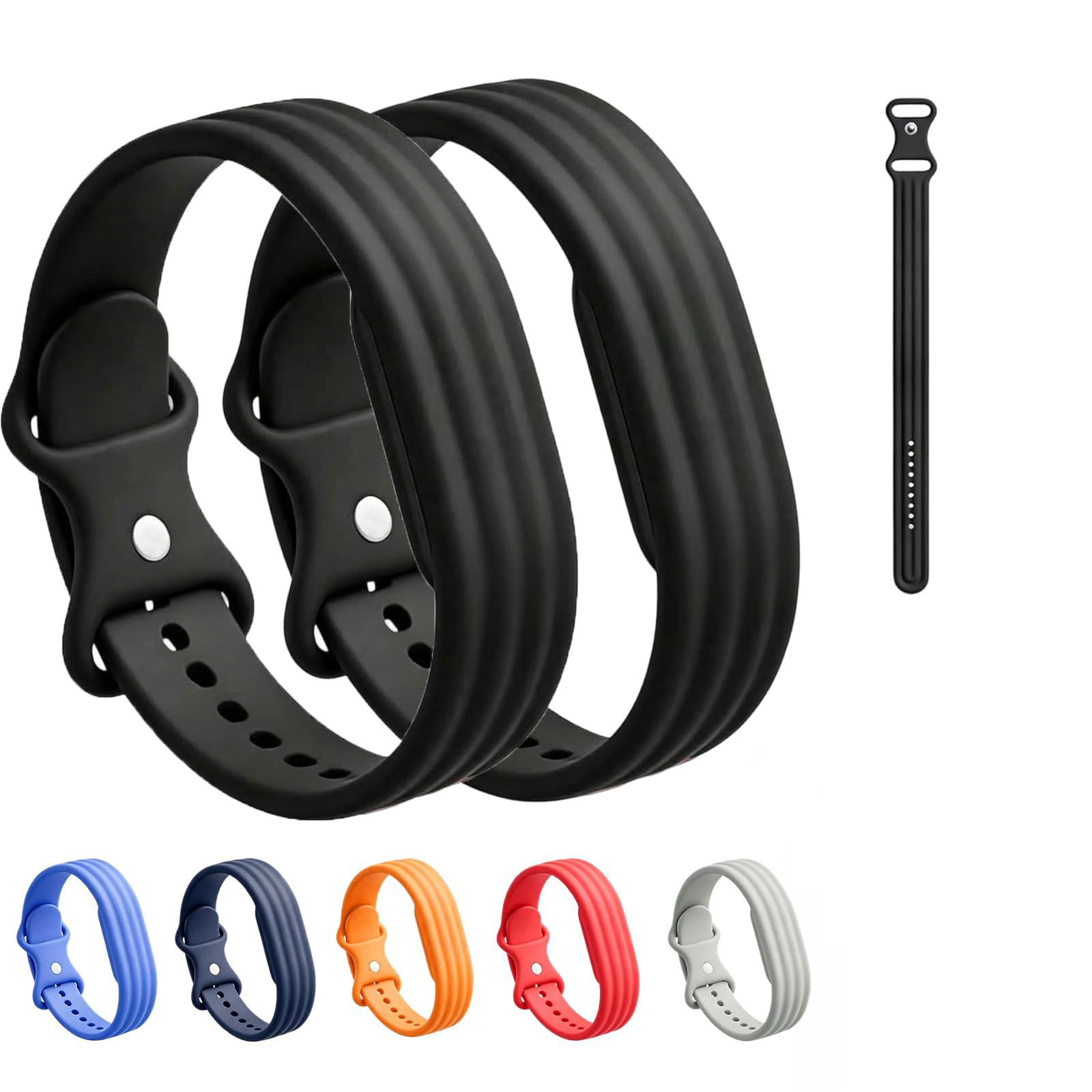 Band for Google Fitbit Air, Breathable Replacement Sport Strap with Classic Buckle, Water & Sweat Resistant, Adjustable Replacement Strap for Google Fitbit Air Fitness Tracker (2, Silicone-Balck)