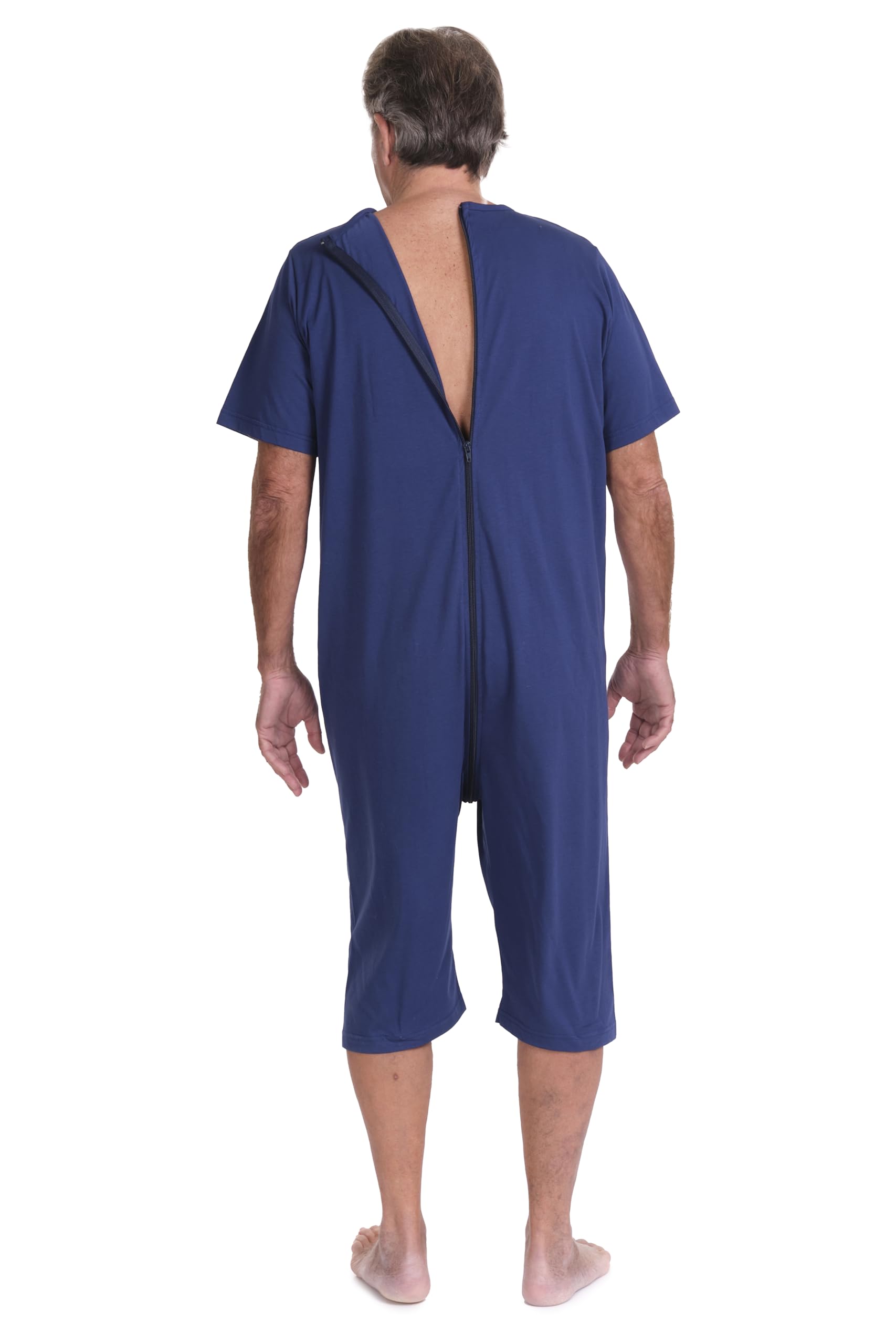 FERRUCCI COMFORT Pigiama tutone Sanitario con Zip per Anziani in Cotone Salute con Manica Corta e Pantalone Corto - 9078 MC PC - Realizzato in Italia