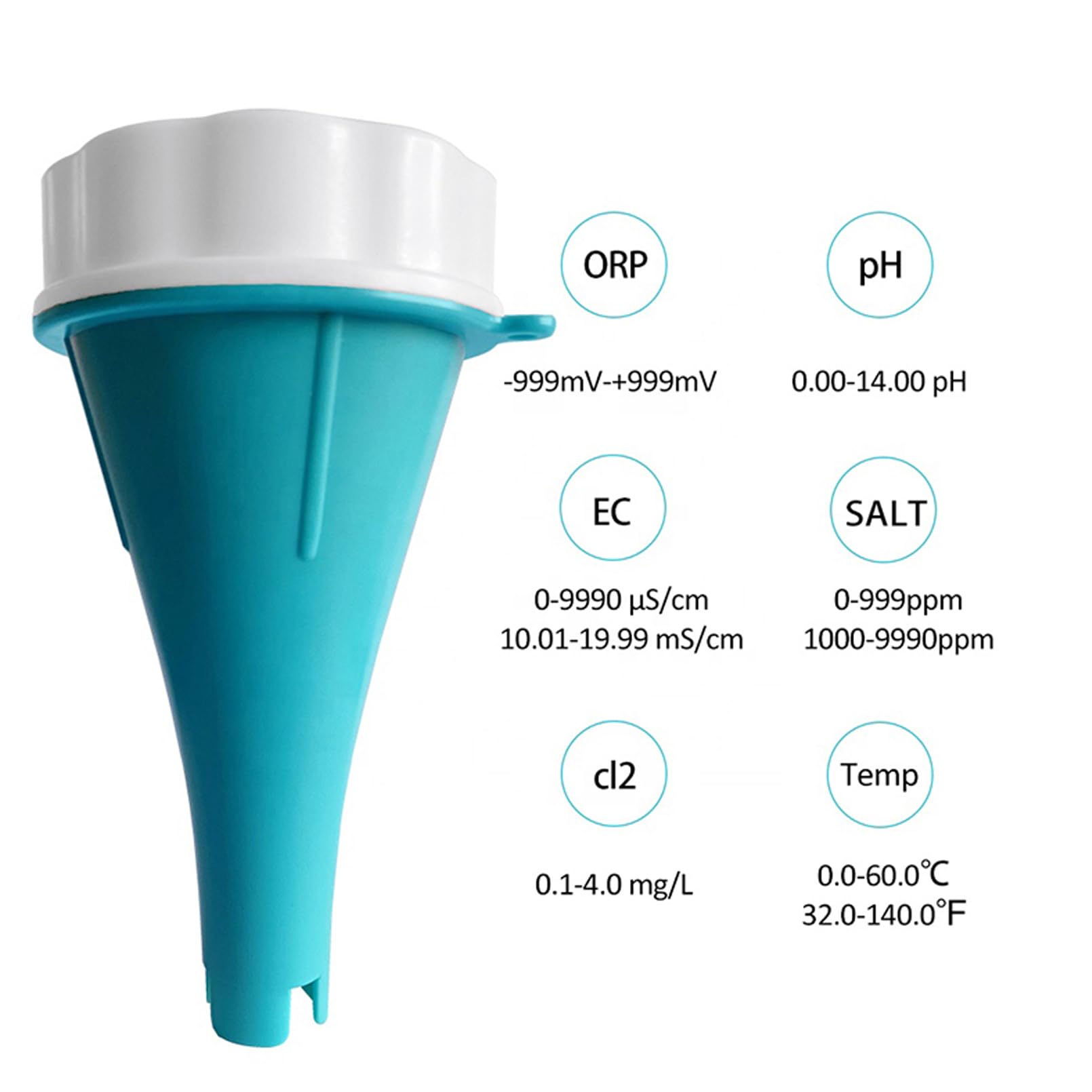 SYUFRE Medidor de Ph Bluetooth con Sonda de Precisión, Digital 6 en 1 PH EC TDS ORP Temp Almacenamiento de Datos de Cloro Residual Pluma de Prueba de Agua para Agua Potable Piscina Acuario