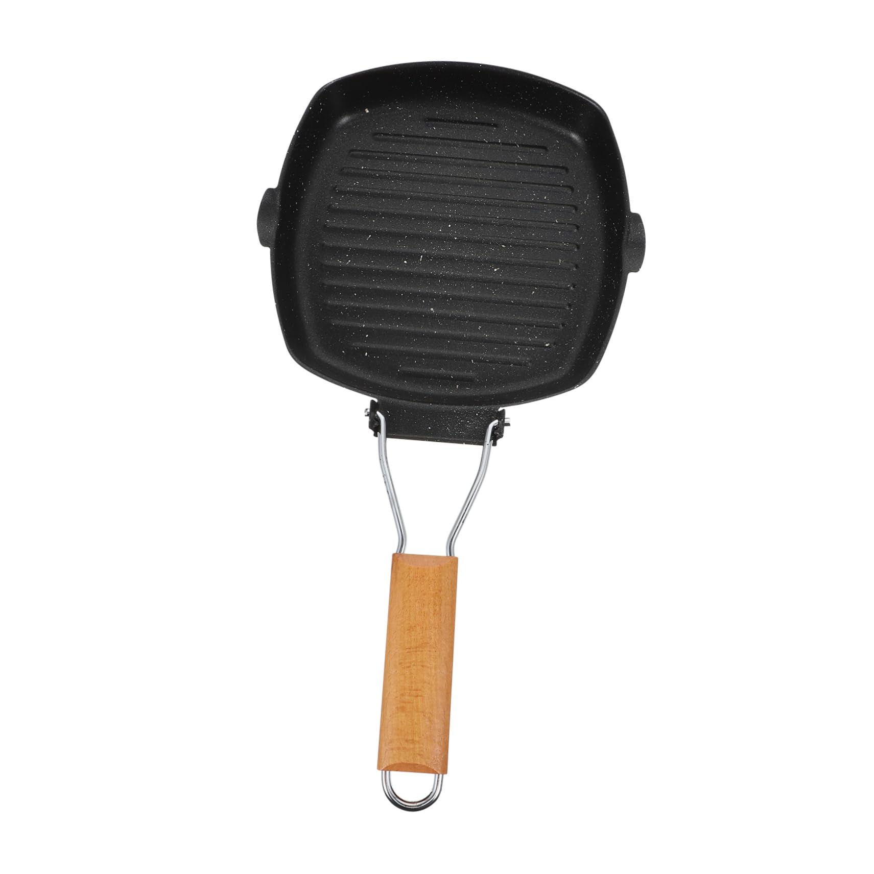 COLLBATH Padella da Cucina Antiaderente in Ferro Nero, Manico Ergonomico in Legno, Foro per Appenderla, Facile da Pulire per Casa e Campeggio