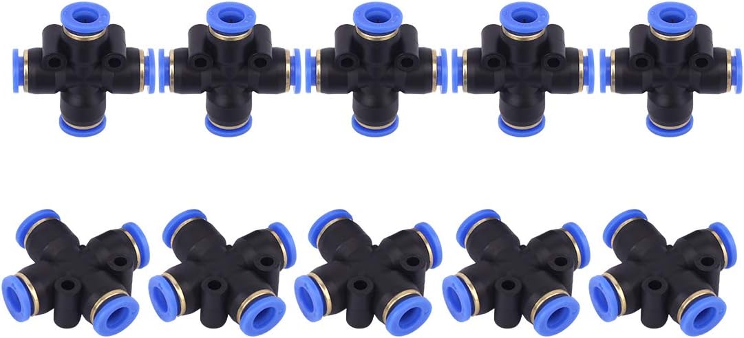 SNSUnion Cross Type plastic push to quick connect tube fitting 1/4" Tube OD(10 PCS) SPXL-1/4
