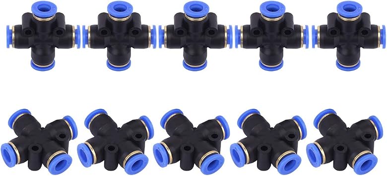 SNS Union Cross Type Plastic Push to Quick Connect Tube Fitting 4 Way 1/2 "Tube OD 10 PCS SPXL-1/2