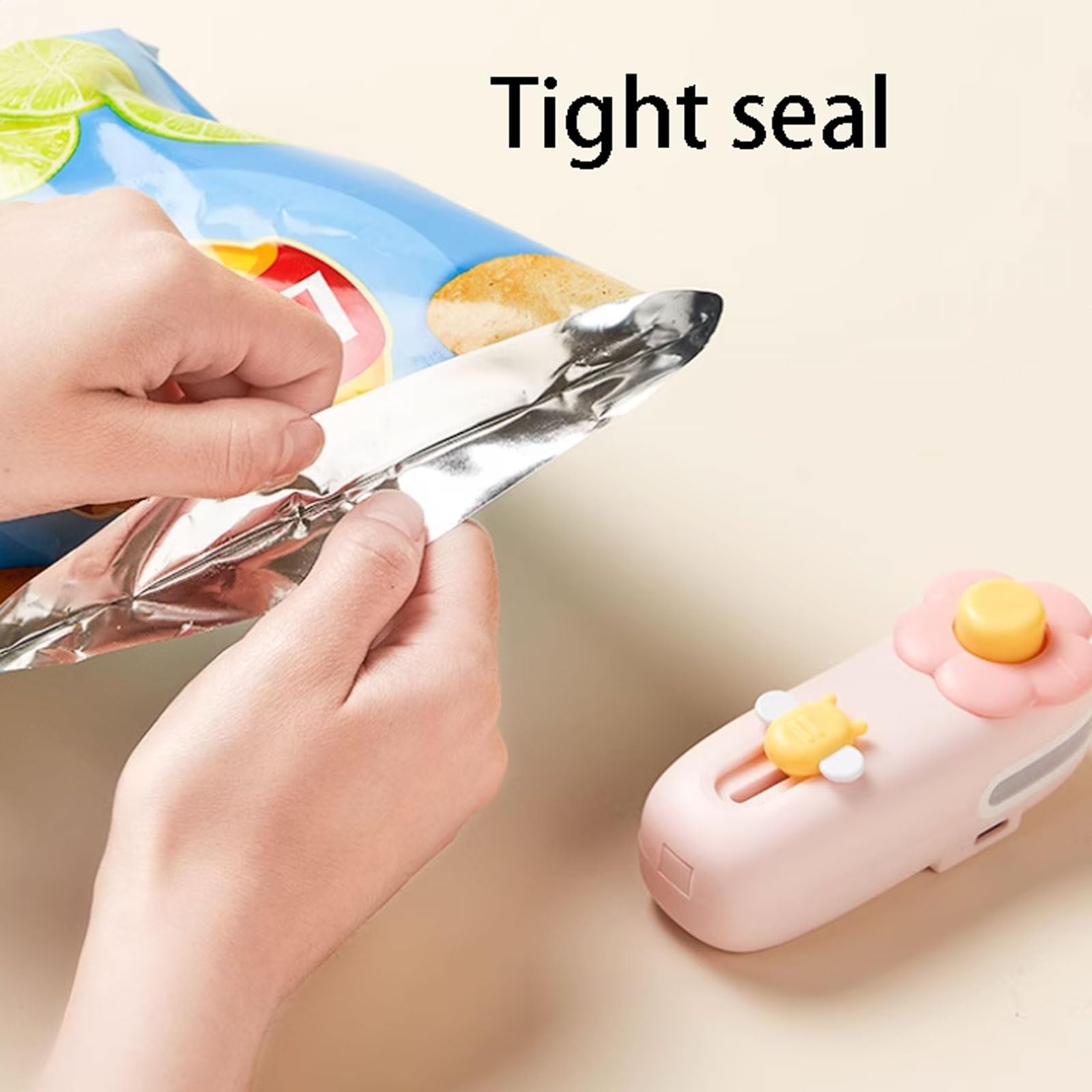 máquina de envasado al vacío, Mini selladora recargable con cortador integrado, 2 funciones en 1, ideal for la cocina del hogar(Blue+pale Red)