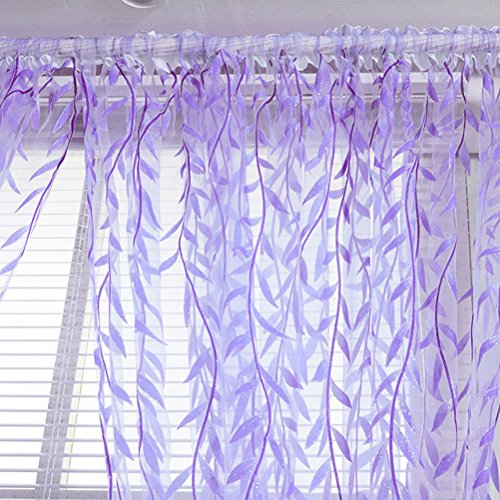 Cortina VORCOOL com cortinas drapeadas de janela com estampa de folhas de salgueiro cortinas transpa