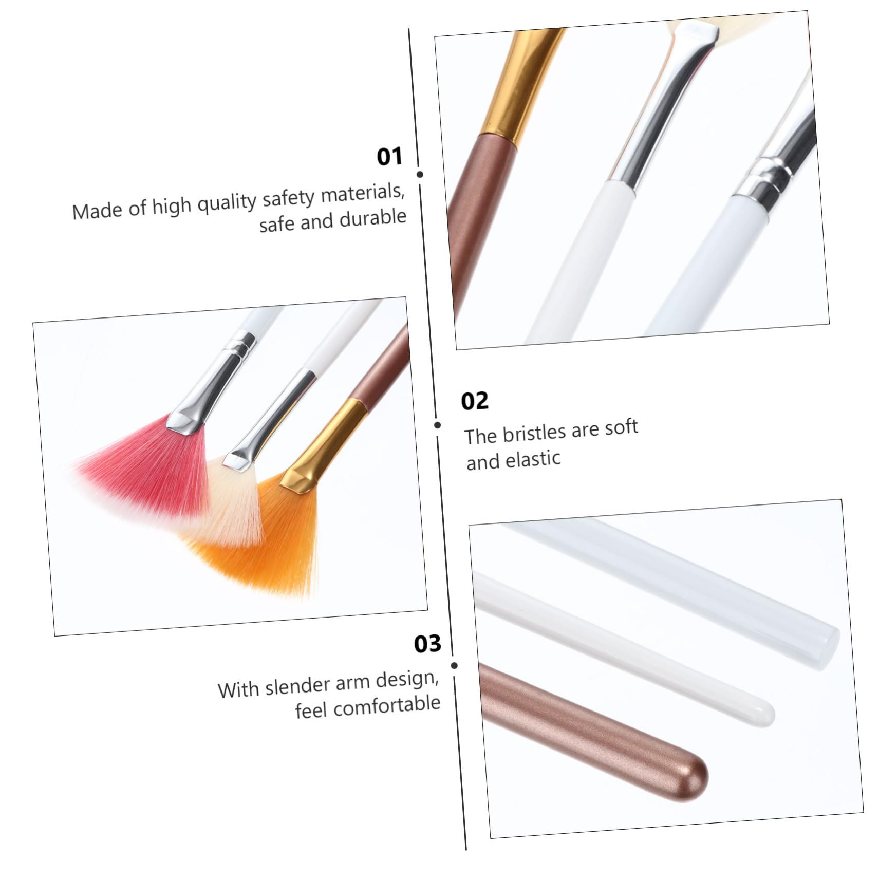 FOMIYES 15piezas Brochas De Maquillaje Forma De Fan Para Aplicar Iluminador y Definir Contornos Herramientas De Belleza Para Uso Diario Diseño Detallado y Materiales Premium