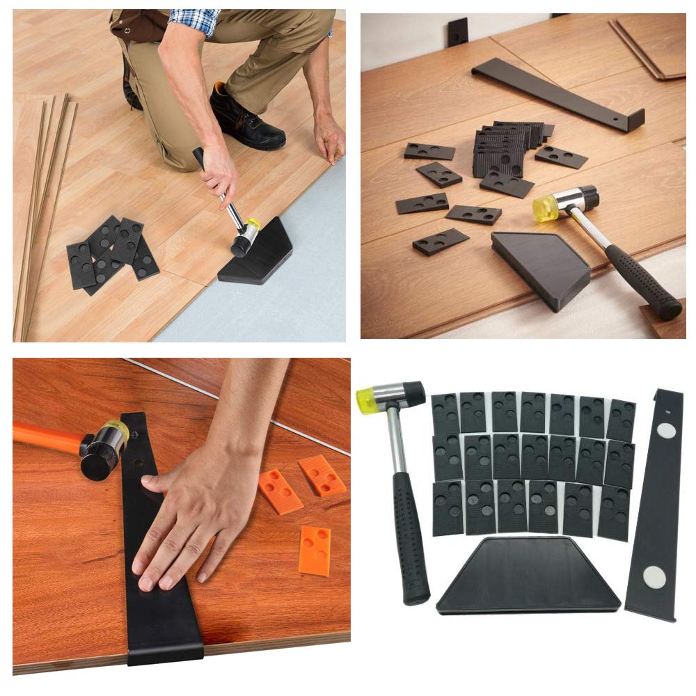 Kit per pavimenti in laminato SUNSHINETEK 23 pezzi Kit di utensili per l'installazione di pavimenti in legno con blocco di maschiatura, barra di trazione, martello