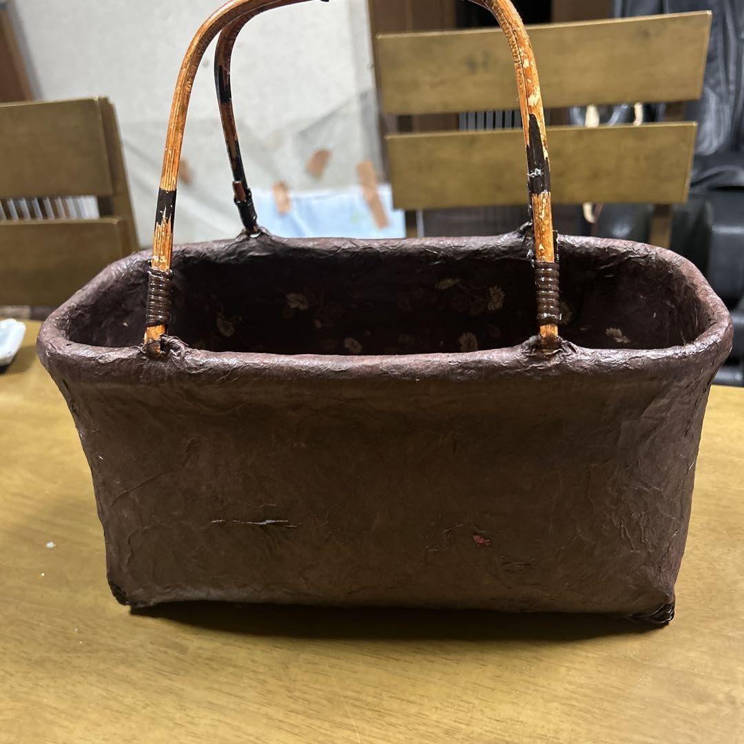 一閑張り籠手提げ(四季) 新作！ 一閑張り 一閑張手付き篭（手提げ） かごバッグ 手しごと