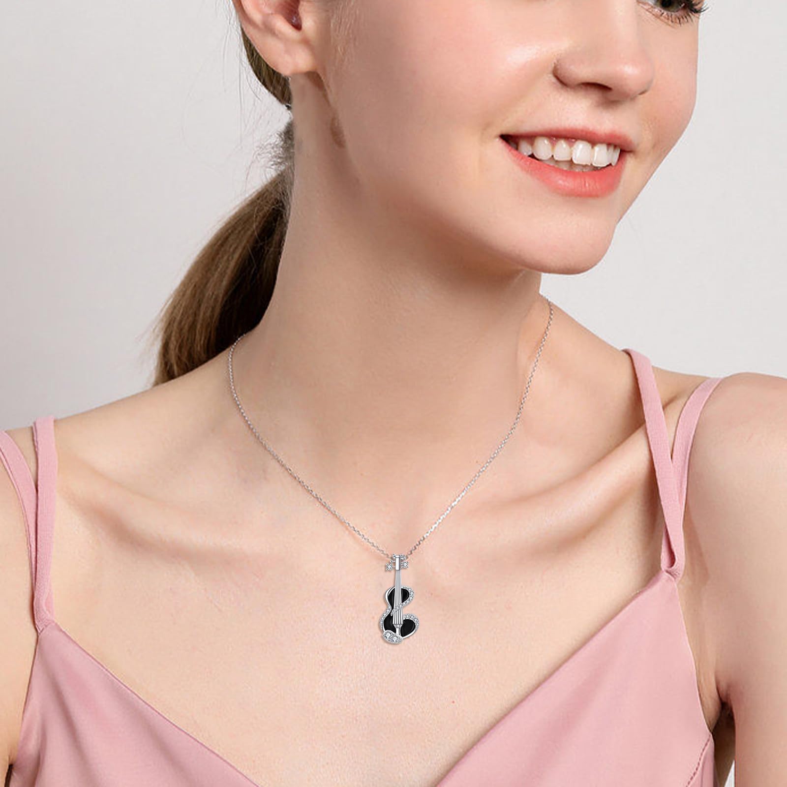 POPLYKE Collana con ciondolo musicale in argento Sterling per gli amanti della musica, regali per le donne