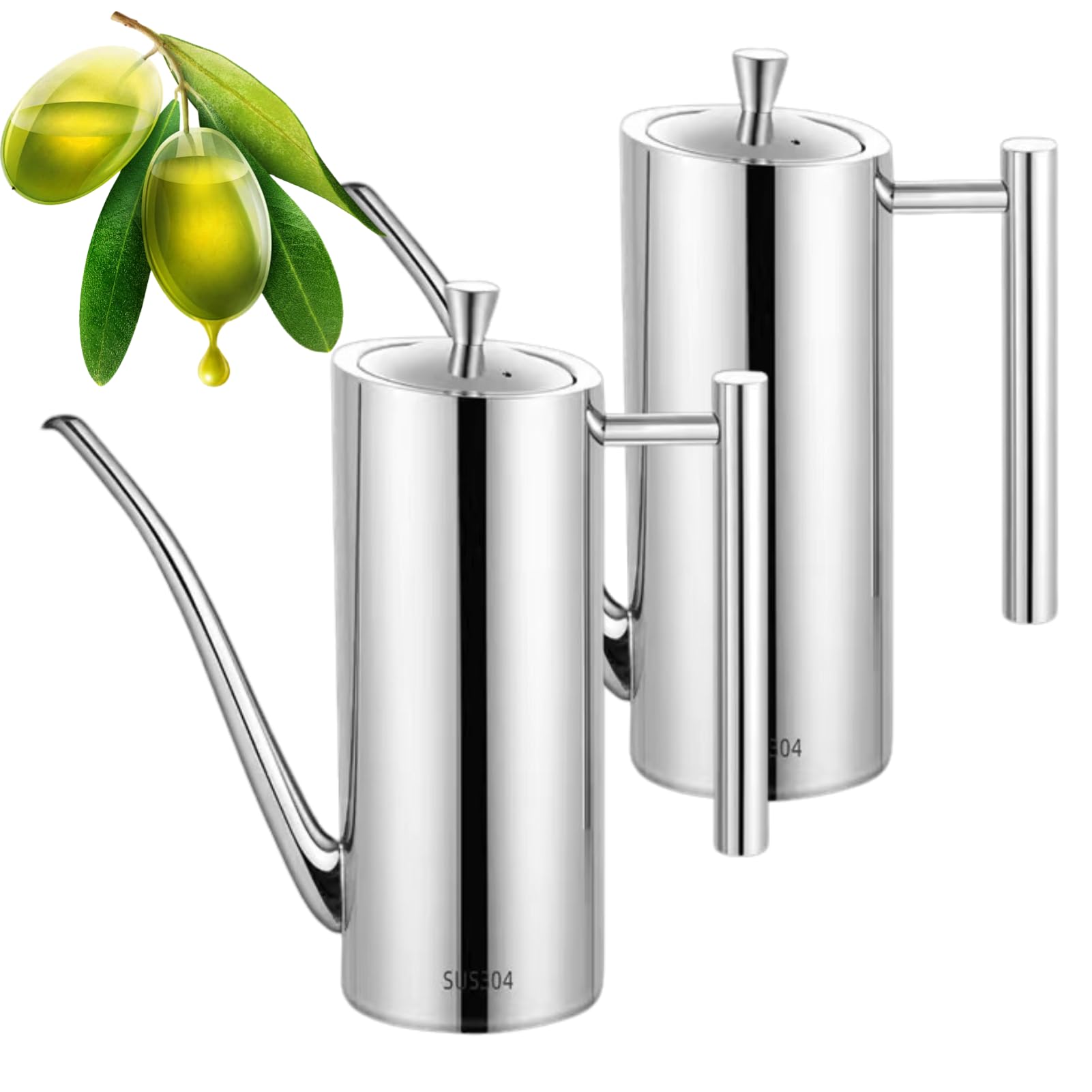 Distributeur d'huile d'olive en acier inoxydable avec bec verseur anti-goutte