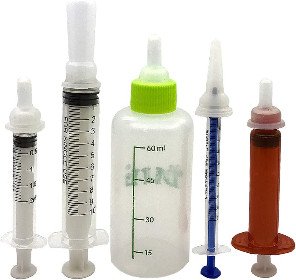 Apowanworld Pet Nursing Dispenser Feeding Bottle Kit 5 Suit, Dog and Cat Nurser Bottle Syringe Pacifier Liquid Feeding Tool with…