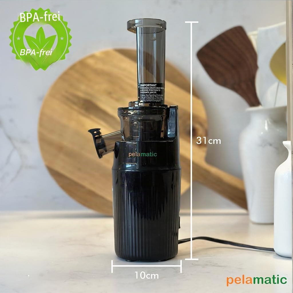 Zuminstant Compact Elektrische Saftpresse (Slow Juicer): kaltgepresst, reich an Nährstoffen, schaumfreier Entsafter, platzsparend, für Kleine Räume, für frisches Obst und Gemüse