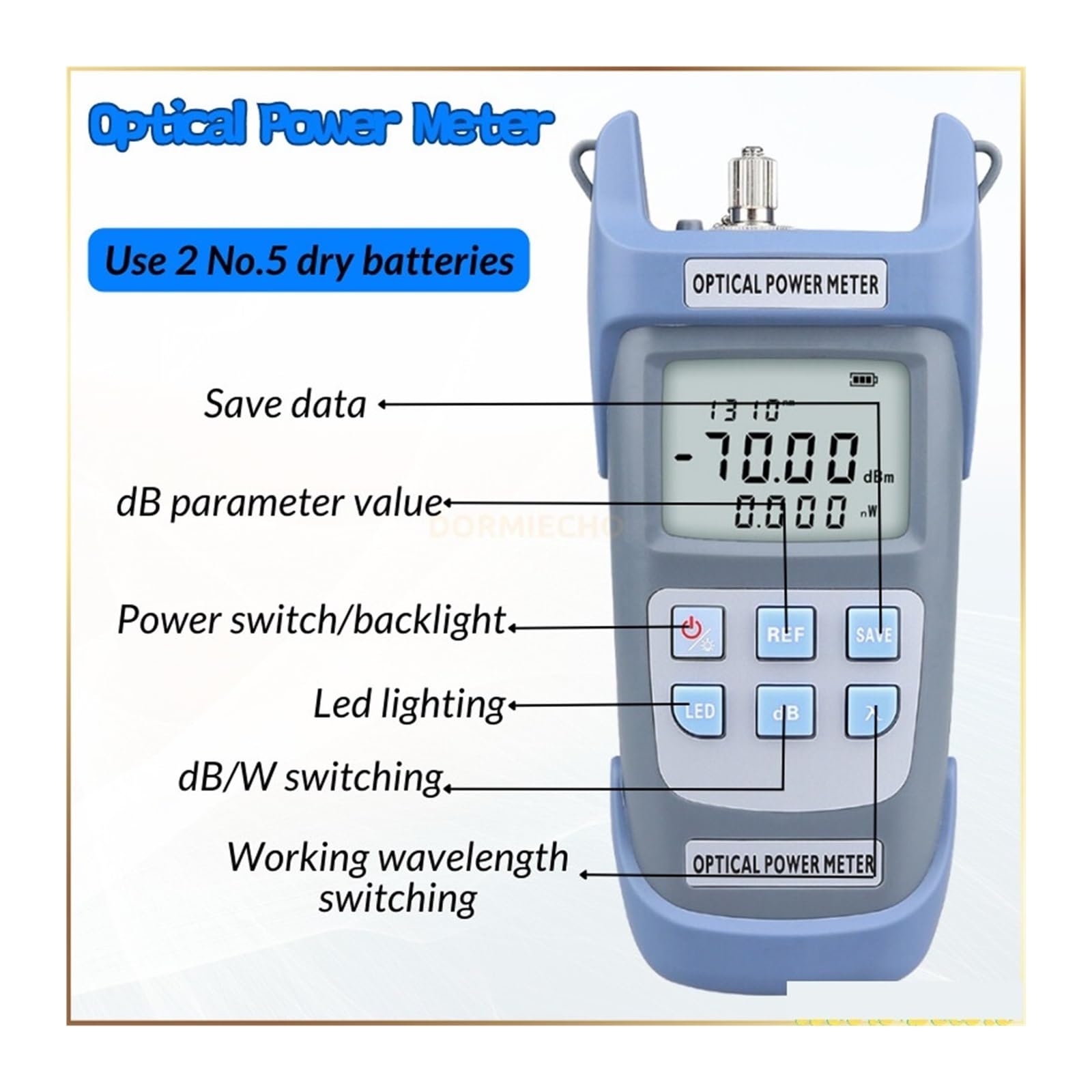 Miernik Mocy Światłowodu FTTH G510A/G710A Tester Kabla Światłowodowego -50dBm~+26dBm/-70dBm~+10dBm Złącze SC/FC Profesjonalne narzędzie dla elektryków(G510A)