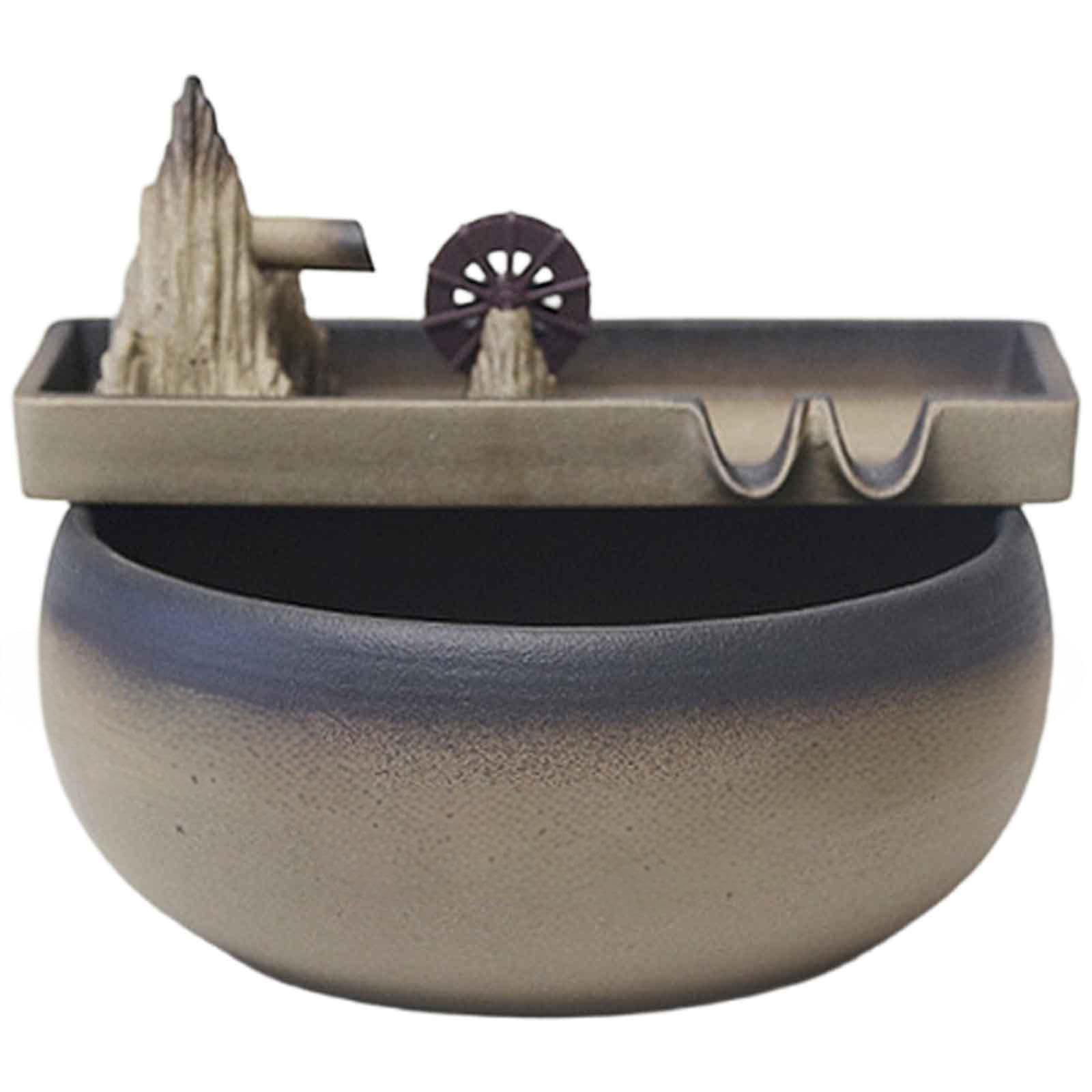 Desktop fountain, Office Desktop Fountain Landscape Zen Water Feature Ceramic Circulation Feng Shui Wheel(A~With Atomizer)