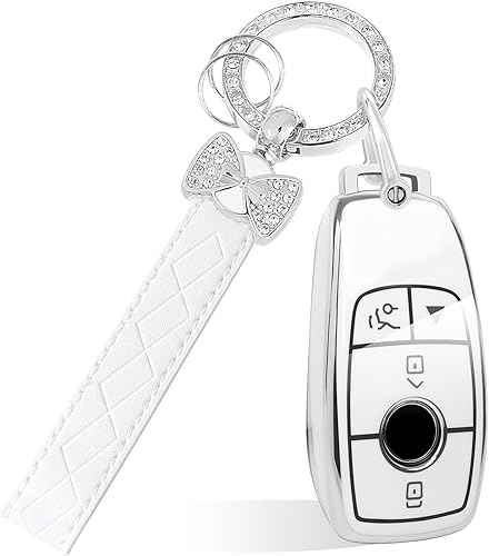 Miniatura 8 de Funda para llavero con cordón brillante, compatible con Bronco Edge Escape Expedition Explorer Fusion Mustang Ranger F150 F250 funda de TPU suave