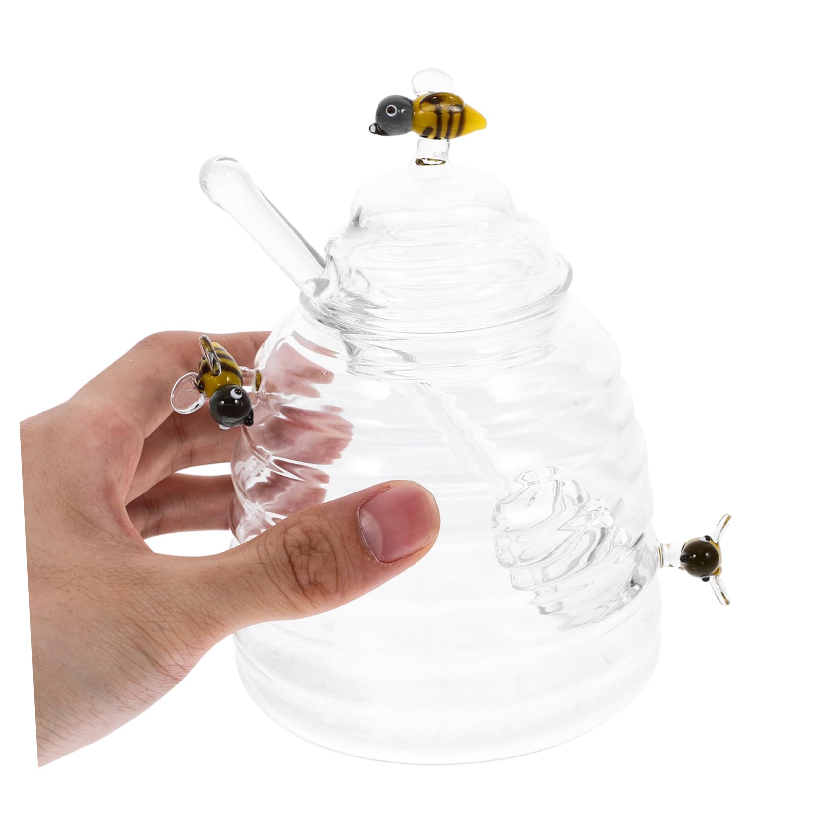 BRIGHTFUFU 1Set Glass with Mixing Rod Stylish Honey Pot for Kitchen Storage Ample Capacity Elegant Design for Home Use and Decoration