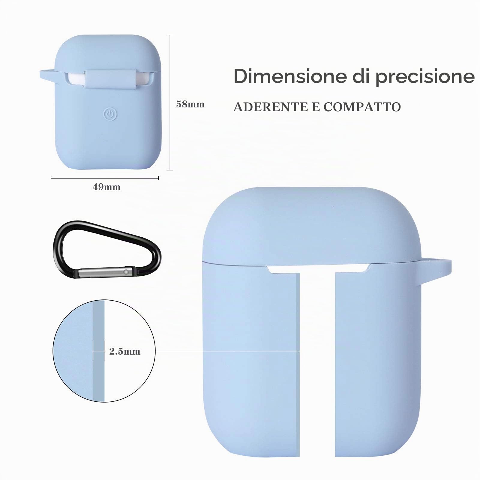 KOKOKA Custodia in Silicone da Appendere Compatiblile con AirPods 2 & 1, Custodia Protettiva per AirPods, Airpods Case Cover LED Anteriore Visibile Moschettone Portachiavi, Viola KOKOKA Custodia in Silicone da Appendere Compatiblile con AirPods 2 & 1, Custodia Protettiva per AirPods, Airpods Case Cover LED Anteriore Visibile Moschettone Portachiavi, Viola
