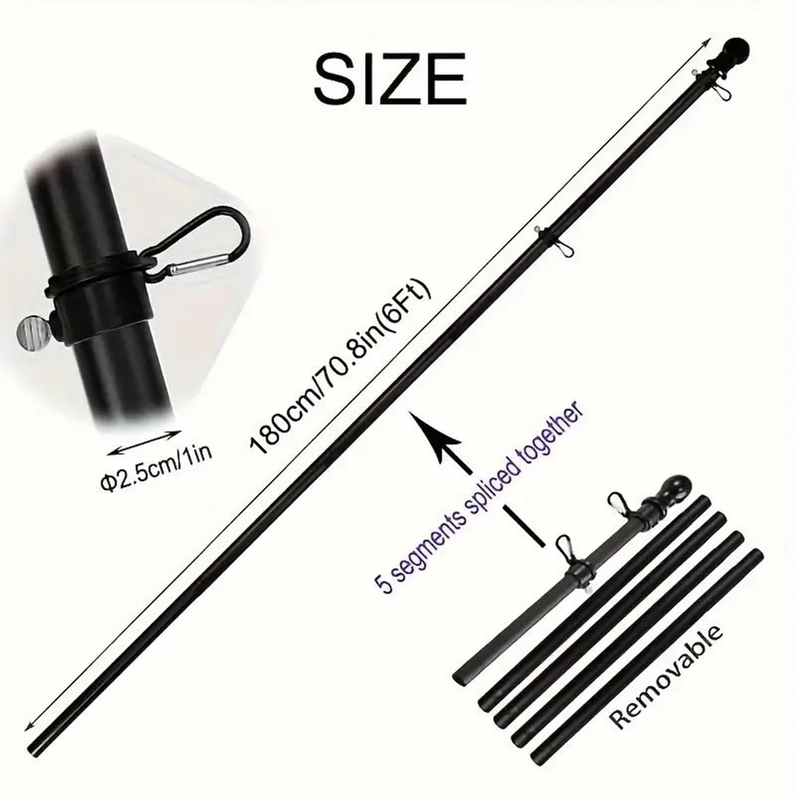 Asta per bandiera per esterni – Bastone rotante per bandiera resistente, forniture per esterni per golf, spiaggia, camion, moto, rimorchi, interni