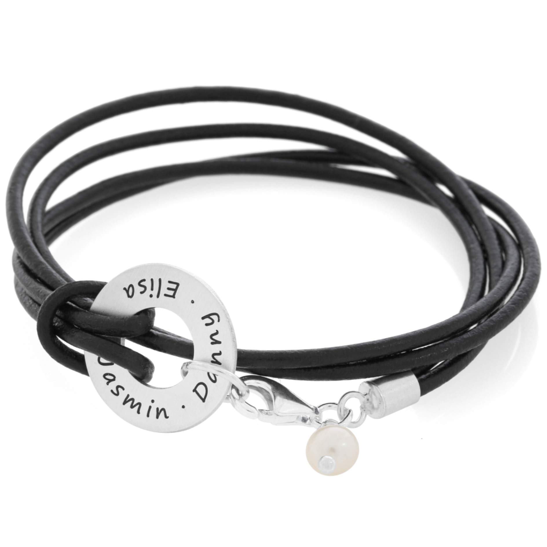 Lederarmband 925 Sterling Silber Damen mit Gravur Namensarmband personalisierter Schmuck Damenarmband Leder braun Gravurschmuck | HANDMADE IN GERMANY