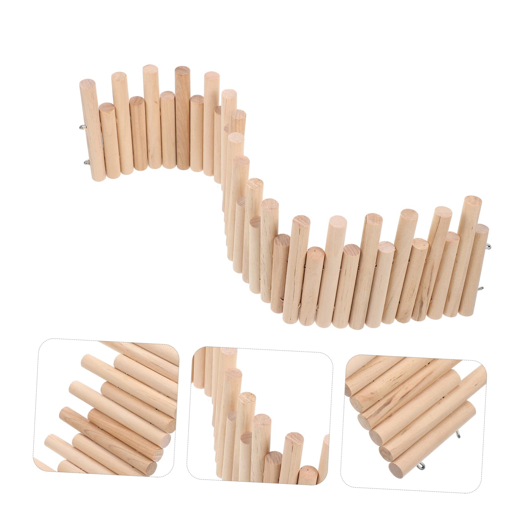 Hohopeti Hamster Fence Wooden Ladder Hamster Bridge Ladder Guinea Pig Wooden Hideout Chinchilla Wood Climbing Toy Toys Separating Fence Exercise Wheel Pet - Image 3