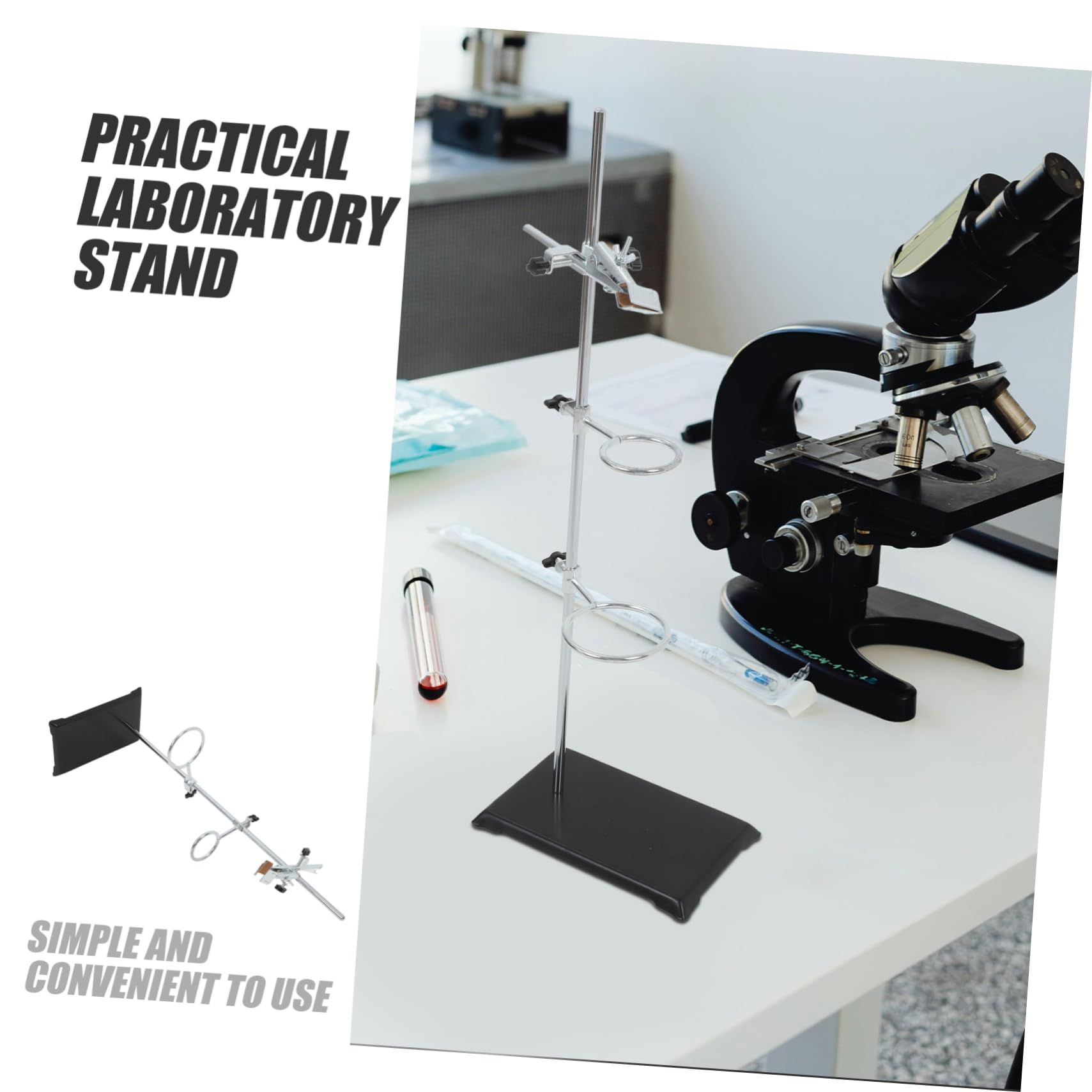 Tischstativ mit Klemmen aus Edelstahl Ringständer für Labor Reagenzglashalter Trichterhalter für Chemie-experimente Multifunktionales Laborstativ