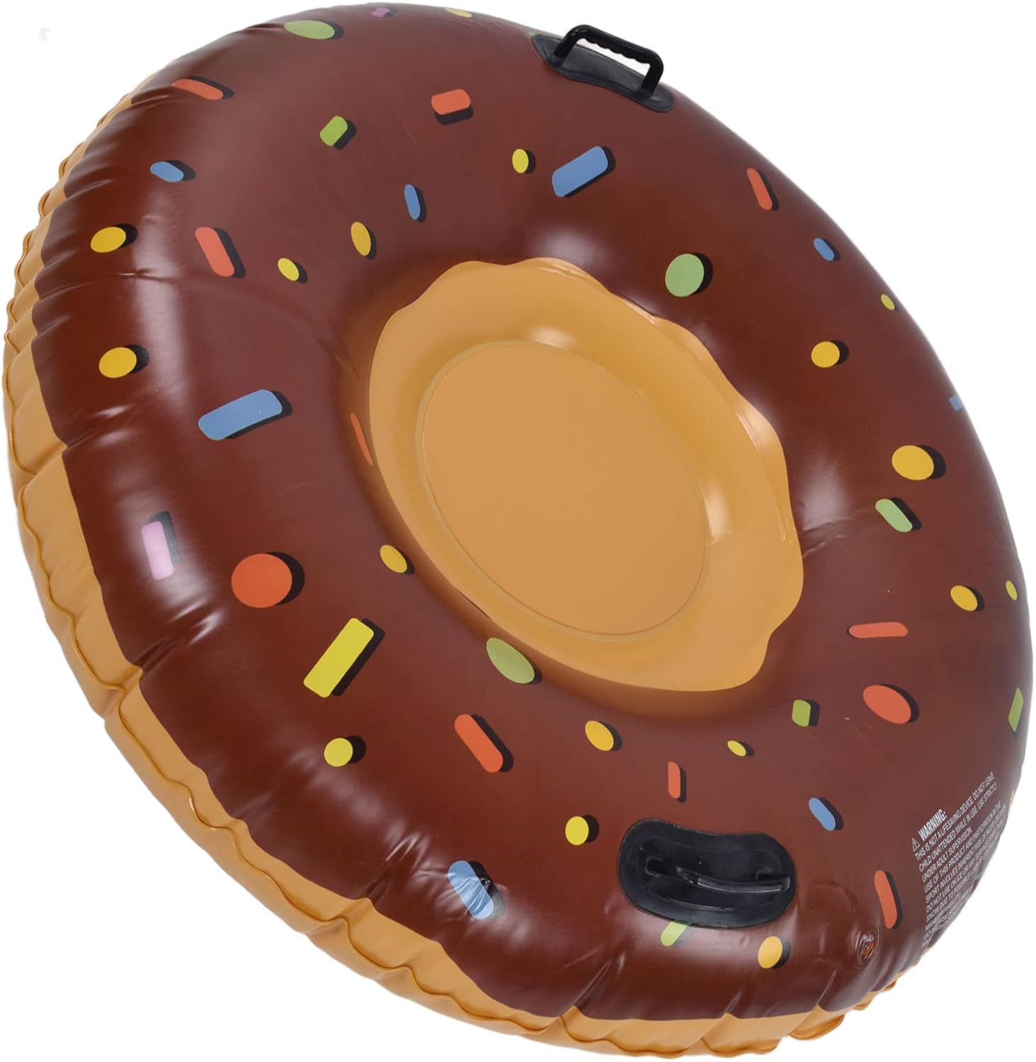 Inflatable Snow Tube, Adult Ski Ring, High Strength PVC Sled for Outdoor Skiing, Coffee