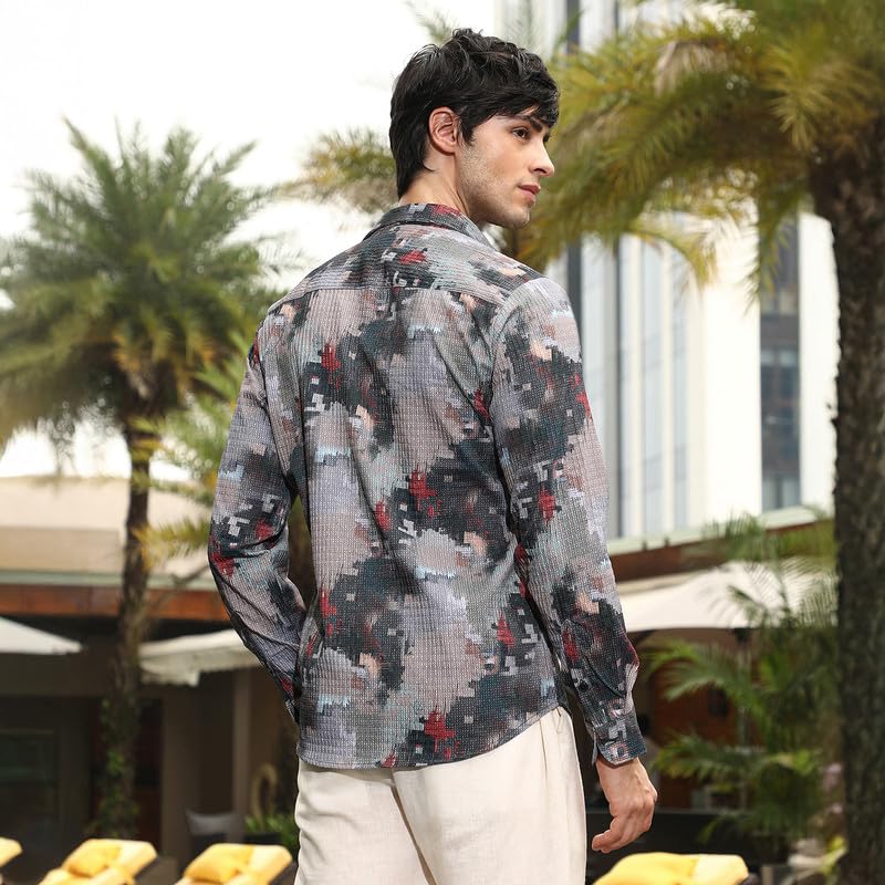 Image of CAHOOT Men's Bisque Shirt Casual Wear | Spread Collar | Long Sleeve | Button Closure | Shirt Crafted with Comfort Fit for Everyday Wear