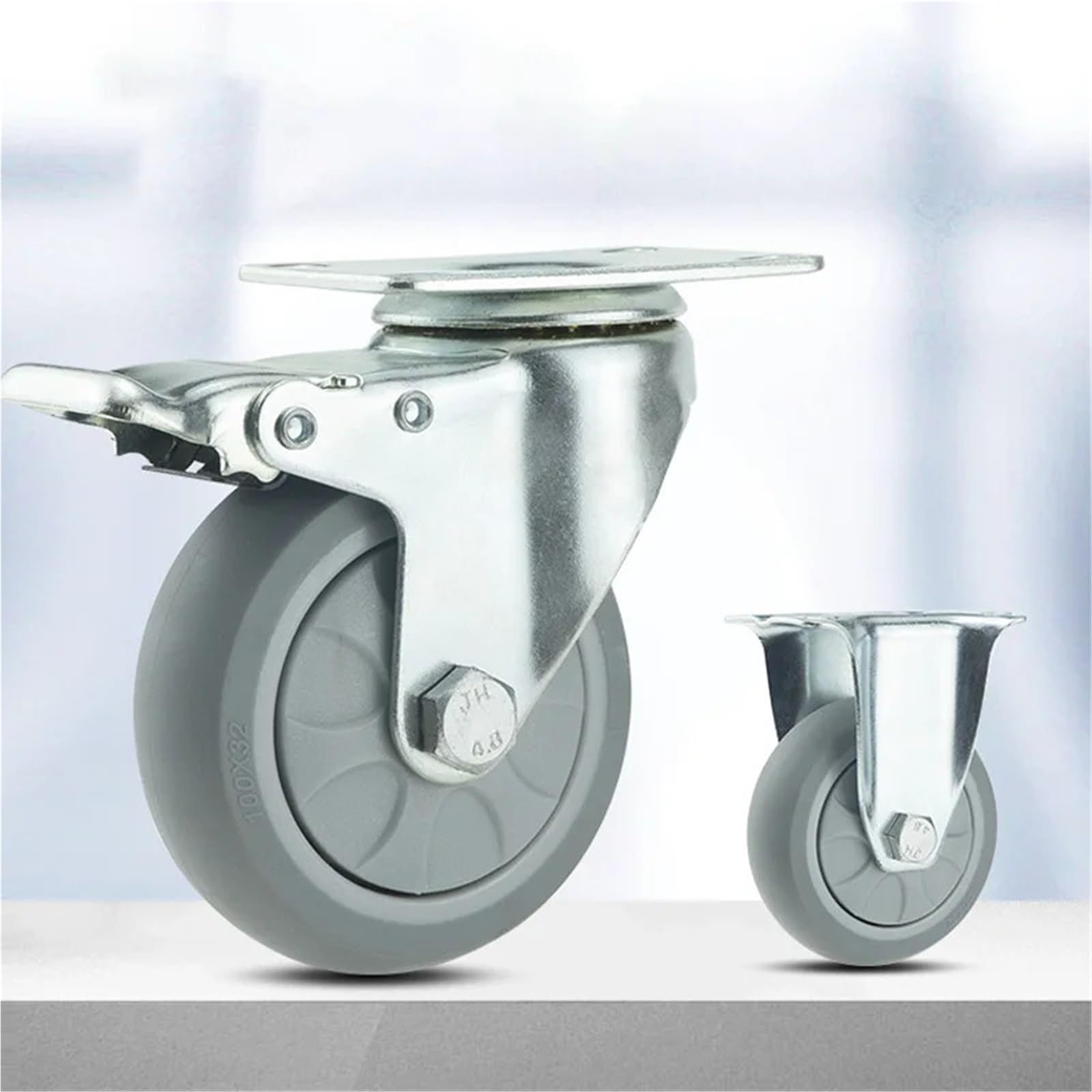 Kółka Wózek Heavy Duty 3/4/5 Cal Blokada Obrotowe kółka Koło wózka Duże obciążenie Taczka przemysłowa Koło gumowe(1pc brake wheel,4 inch)