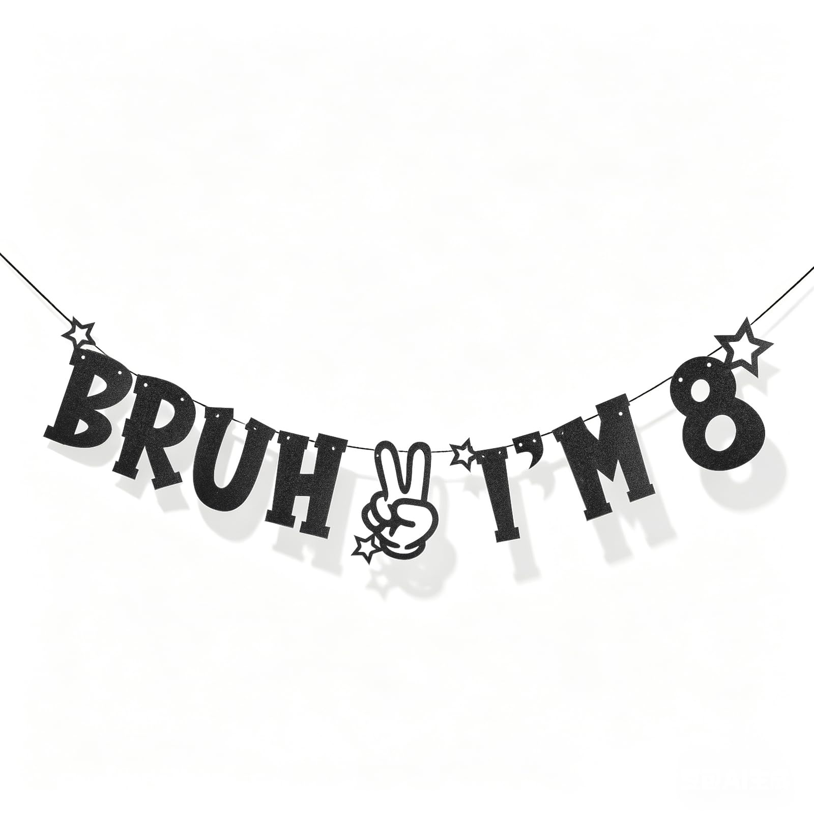 Happy 8th Birthday Banner – 8th Birthday Decorations, Flashing Black Party Banner for Boys and Girls, 8 year old Birthday Party Supplies