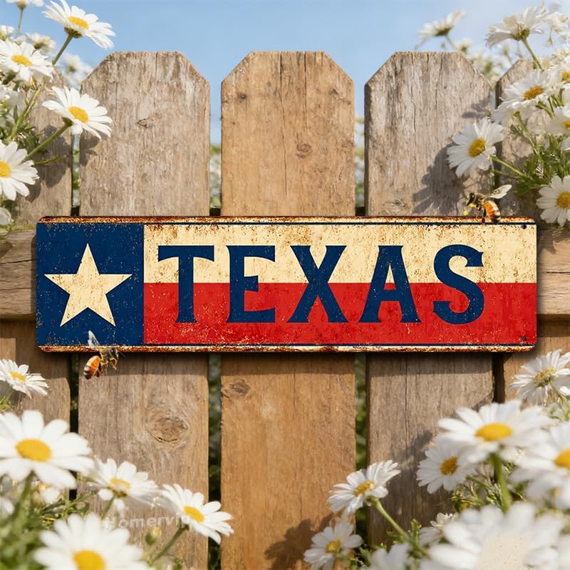 Decorative Tin Sign Texas with Lone Star Flag Vintage Distressed Design 100% Aluminum Rustproof Waterproof Corrosion Resistant for Home Bar and Texan Patriotic Themed Wall Deco 4 * 16Inches image 4