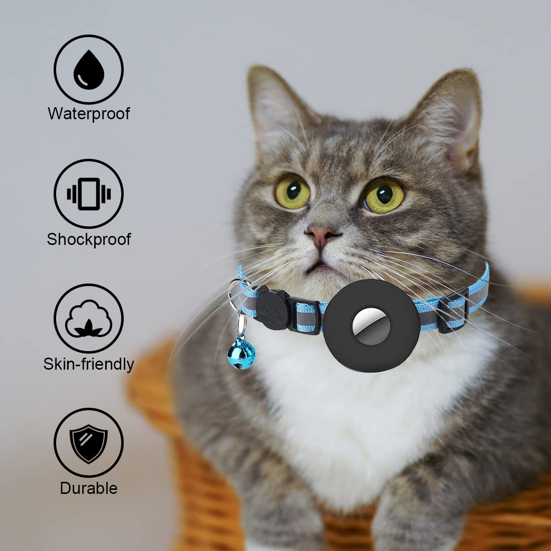 Collare Animale Personalizzato Collare Cane Gatto Personalizzato Riflettente - Con Targhetta Nome E Telefono, Taglie Diverse, Blu Collari Cuccioli - Foto 7