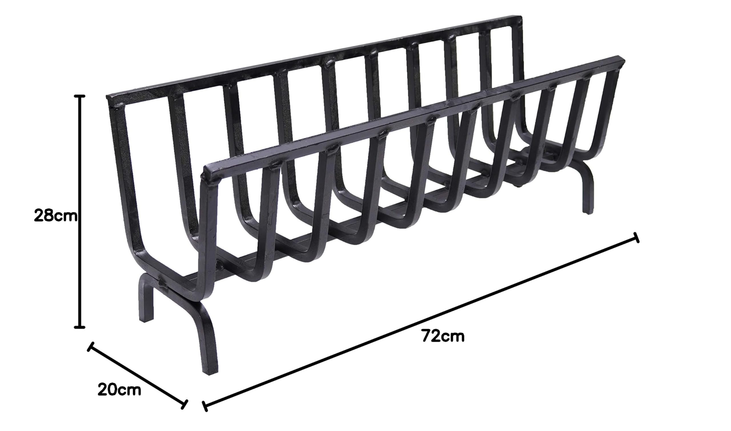 Fonderia Bongiovanni | Brucialegna | porta legna | portalegna da interno | portalegna da esterno | braciere | in ferro per camino e barbecue (cm 72x20x28h)
