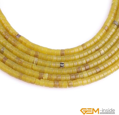 Miniatura 4 de Gem-Inside - Cuentas redondas de jade amarillo de 0.079 x 0.157 in para hacer joyas, cuentas de piedras preciosas de superficie lisa, cuentas de