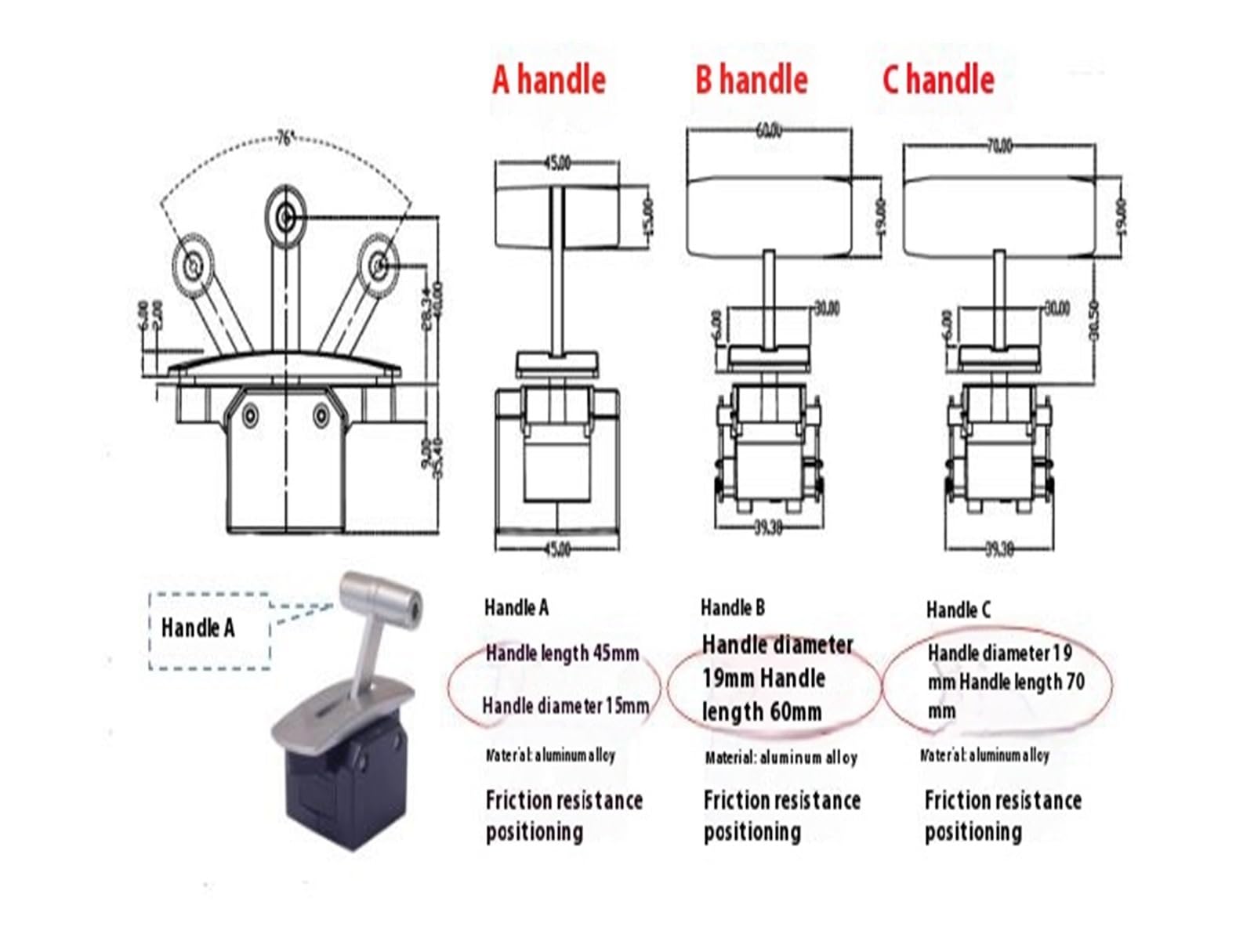 Joysticki, Joystick typu T, opór 78 A, z centralnym wyczuciem, jednoosiowy przemysłowy wahacz Halla, drążek sterujący, popychający, tłumiący, wagon kolejowy(Power supply 12-24VV output 0-5V)
