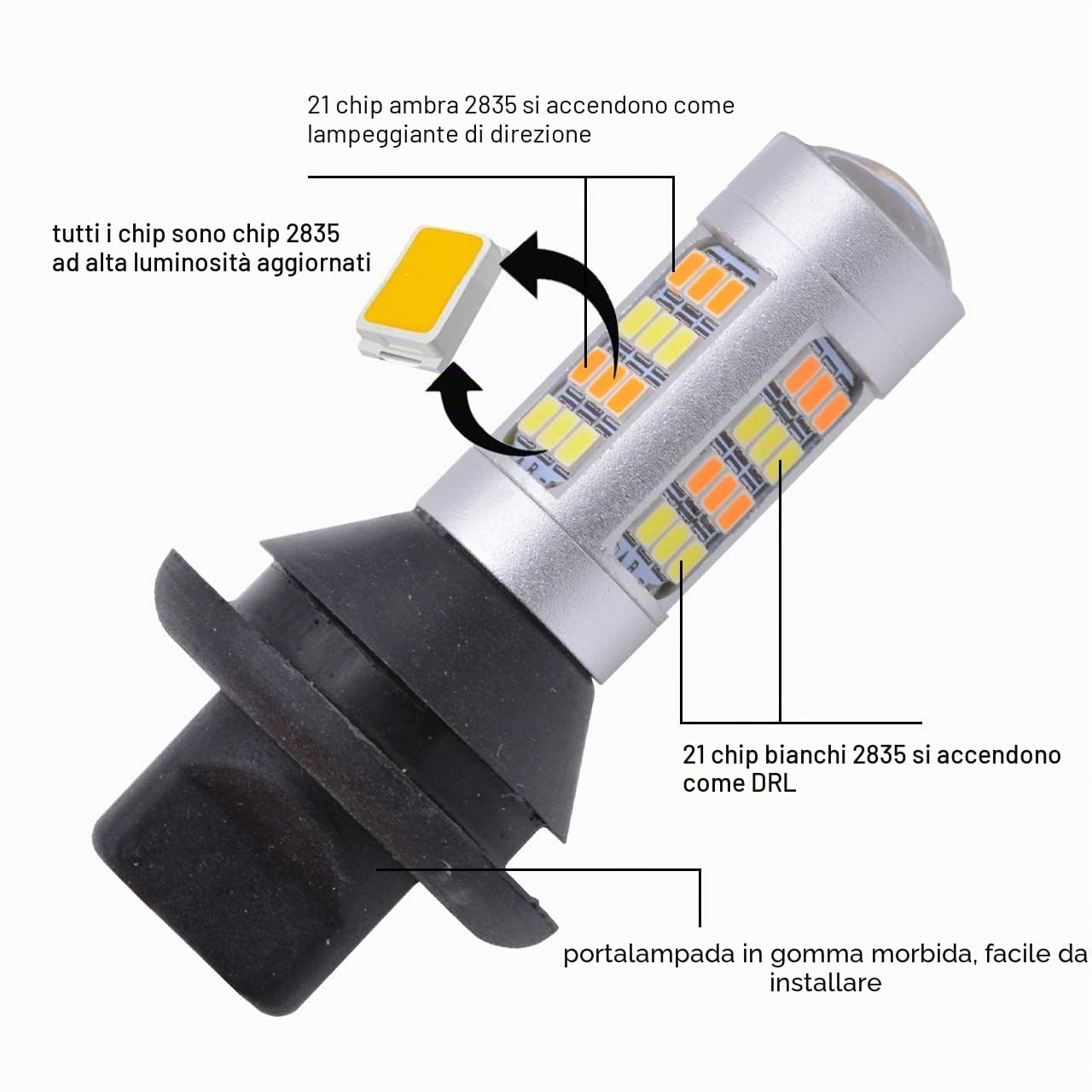 Katur 3156 3156A 3456 bianco/ambra Switchback LED indicatore di direzione Canbus senza errori 2835 42SMD 800Lumen 12 V LED con 50 W 6Ohm resistenze di carico (confezione da 2)