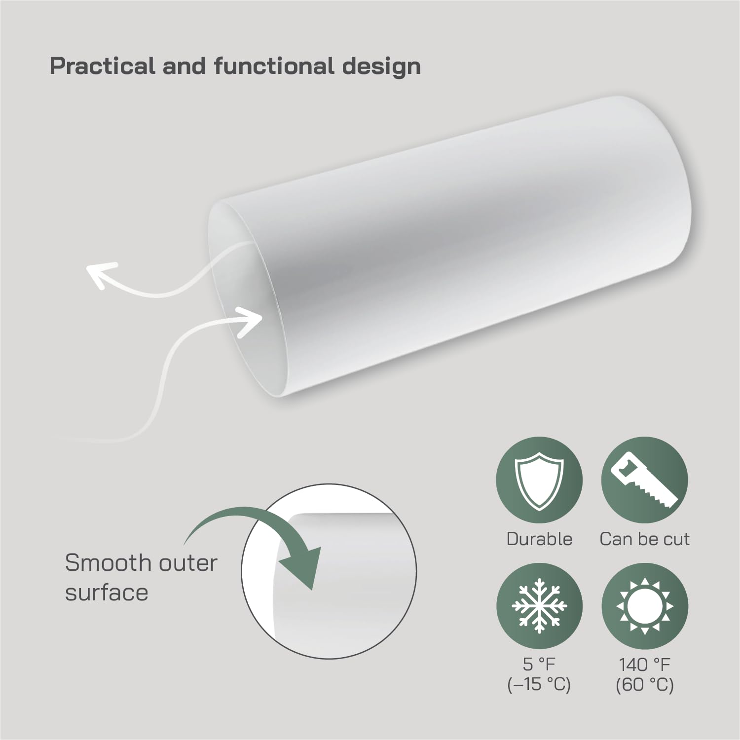 Vent Systems Tuyau de ventilation rond Ø 125 mm – 300 mm de long – pour raccordement de, conduit d'évacuation ou conduit d'alimentation, système de chauffage et de refroidissement par