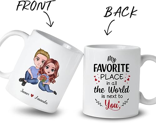 Miniatura 12 de Gossby Taza personalizada para parejas, regalo para esposa, novia, marido, novio con diseño, nombre, San Valentín, aniversario, boda, regalo