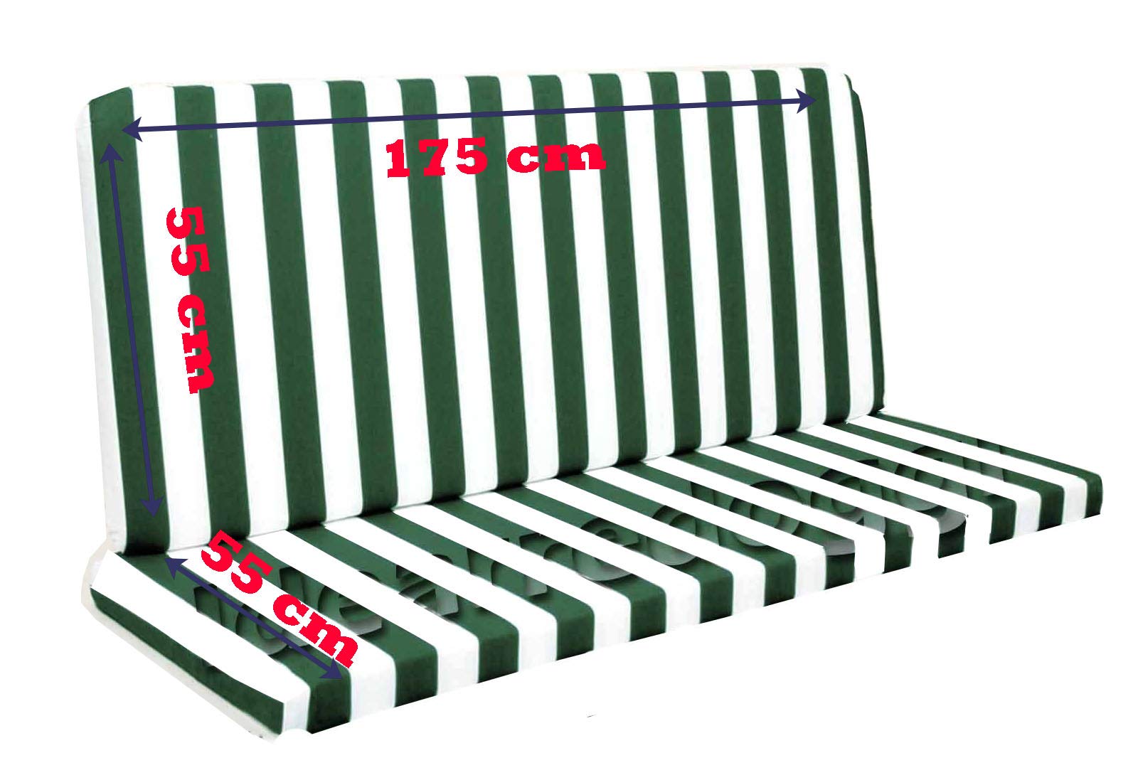 BUONOCORE Cuscino per Dondolo 4 posti 170 Cm Bianco/Verde