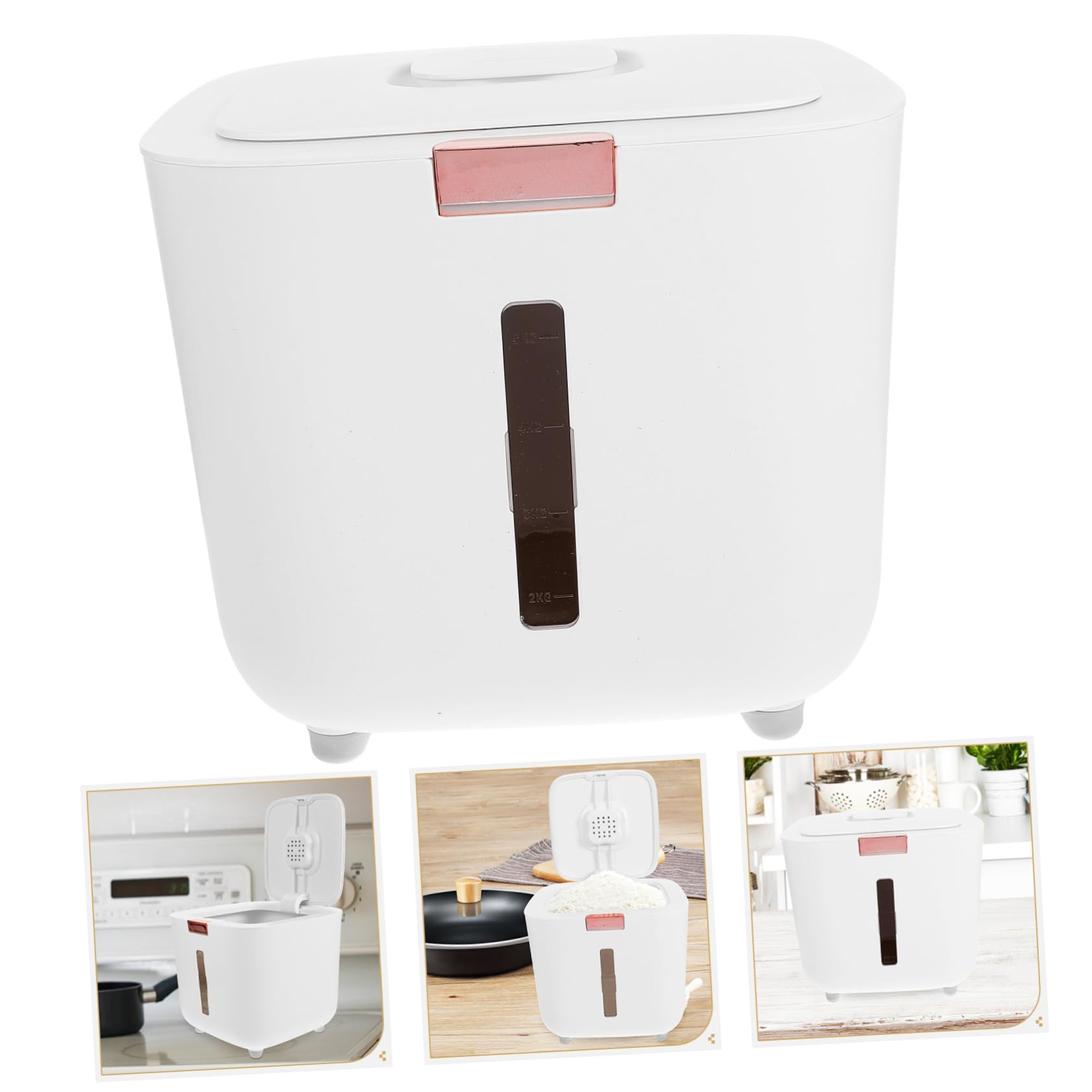 Amazon｜Mikinona 米びつ ライスディスペンサービン Pp 白い 密閉する