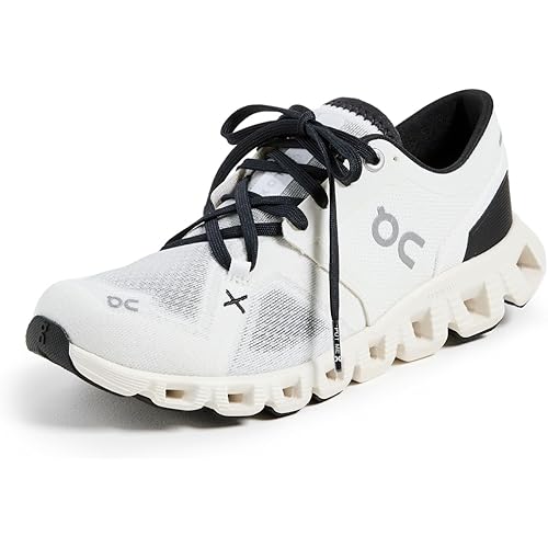 On Women's Cloud X 3 Sneakers, White/Black, 8 Medium US