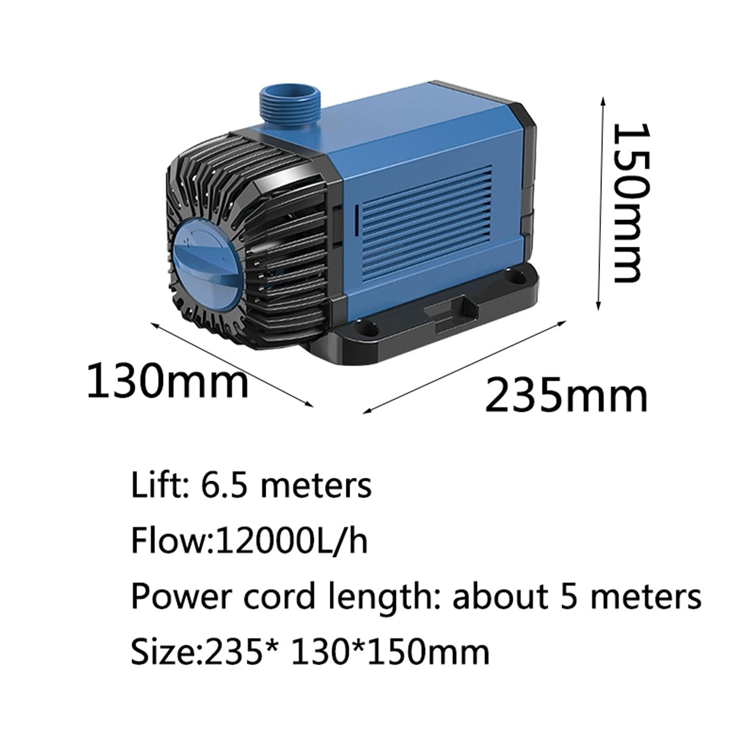 Bomba sumergible para acuario de 12000 L/H, bomba de retorno ajustable con 4 interfaces, bomba de circulación silenciosa de alto tráfico de 100 W para acuario, pecera, piscina, estanque de peces
